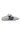 White sneaker with navy accents on a white background