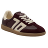 Back 70 Cloud W26 sneaker in deep wine leather and suede with cream 70 logo, cream laces, and vintage-inspired gum rubber sole.