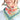 Woman wearing a colorful green floral scarf with a brand logo on a white background