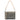 A shoulder bag with a gray and black leopard print pattern, featuring a light tan leather strap.
