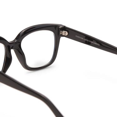 Black eyeglasses on a white background