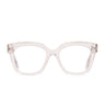 Clear eyeglasses on a white background