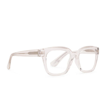 Clear cat-eye glasses on a white background