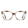 Pair of tortoiseshell eyeglasses on a white background