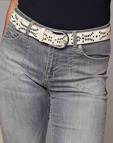 Divera Off White Studded Leather Belt by Amsterdam Heritage - Time Out Clothing