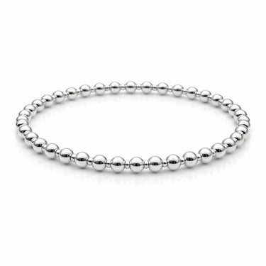 Silver beaded bracelet on a white background