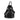 A black leather foldable backpack with silver hardware on a white background
