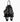 A black leather foldable backpack with silver hardware on a white background