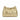 a gold leather clutch on a white background 
