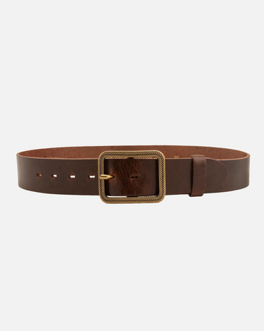 Hedy Vintage Gold Buckle Leather Belt by Amsterdam Heritage - Time Out Clothing