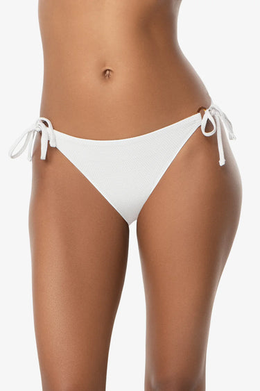 White bikini bottom with ties on a white background