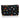A cosmetic zipper pouch in black with world landmark pictures printed onto it on a white background 