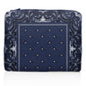 A medium navy bandana printed zipper pouch
