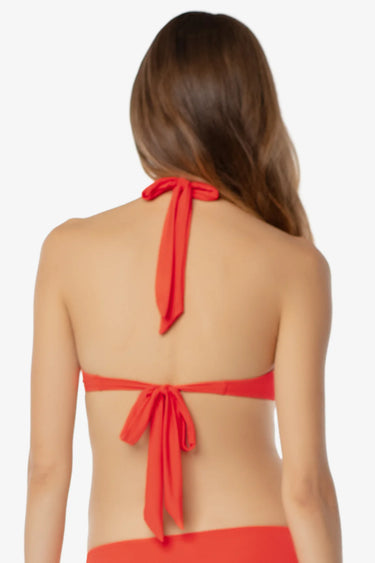 Textured Tortoise Shell Halter Swim Top in Tropical Coral by Helen Jon