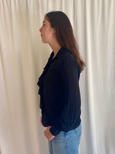 Ruffle Front Black Shirt by Bella Dahl - Time Out Clothing