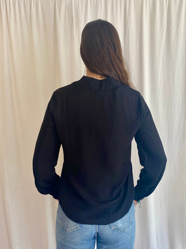 Ruffle Front Black Shirt by Bella Dahl - Time Out Clothing