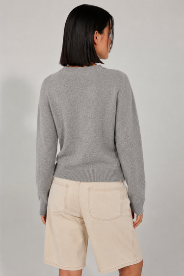 Cocolina Mini V-Neck Cashmere Sweater in Whisper by Colorush