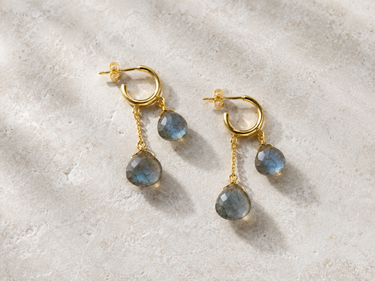 Labradorite Double Drop Hoop Earrings