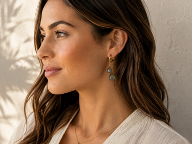 Labradorite Double Drop Hoop Earrings