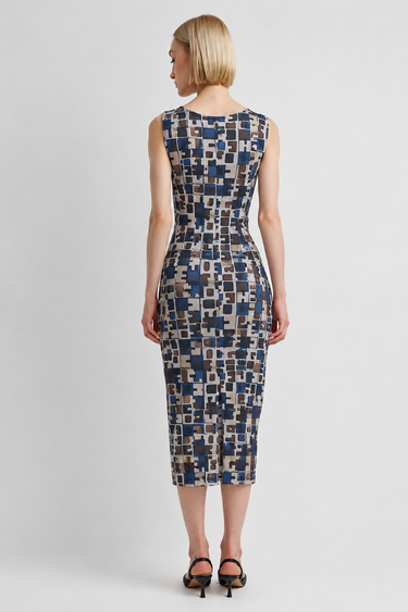 Harper Dress in Blue Geo