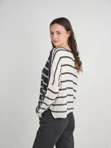 Aboat Time Striped Sweater in Steel by Stitchdrop