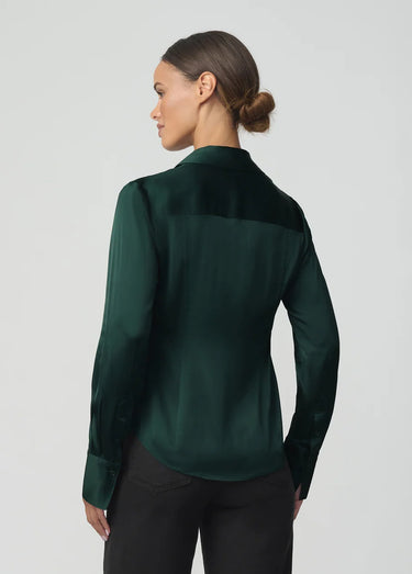 Cora Slim Fit Satin Shirt in Pine by Joes