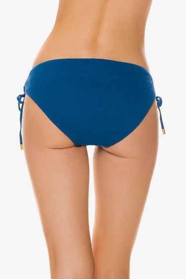 Blue bikini bottom on a white background