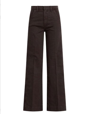 Dark brown wide-leg cropped pants shown flat against a solid white background.