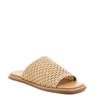 Beige woven slide sandal on a white background