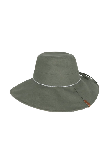 a floppy green hat on a neutral background