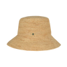 a straw bucket hat on a neutral background