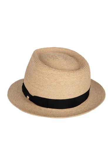 a natural fedora on a neutral background 