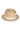 Beige straw hat with a white band on a white background