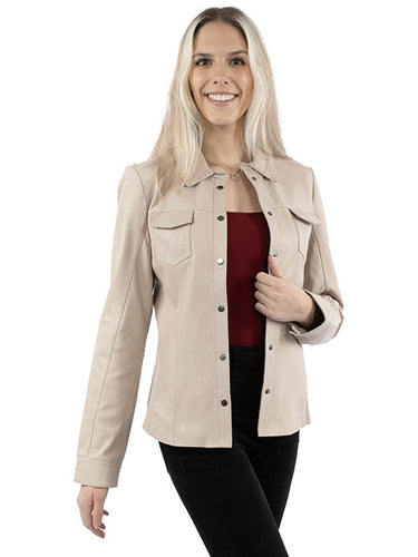 Vanilla Leather Shirt Jacket - Time Out Clothing