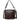 Brown leather shoulder bag with a strap on a white background