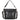 Black leather handbag with geometric pattern on a white background