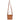 A brown leather crossbody bag with a long shoulder strap, a top handle, and a vertically pleated front design, shown against a plain white background.
