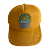 Yellow cap with 'Sunshine Chaser' logo on a white background