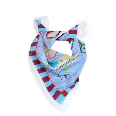 Colorful bandana with cartoon design on a white background