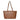 Brown leather tote bag on a white background