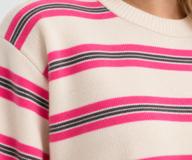 A close up on a cashmere striped sweater