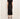 a woman wearing a black tee and a black bias midi skirt on a white background.