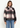 Parker plaid bomber jacket, front view with funnel collar closed