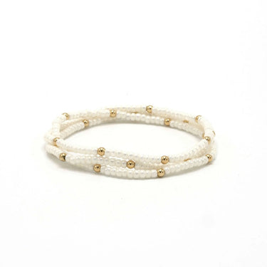 OG Classic Bracelet Stack in Pearl White + Gold Filled By Erin Gray - Time Out Clothing