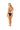 A woman wearing a black tie bikini and a black bikini bottom on a white background