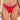 a woman wearing a red bikini bottom on a neutral background