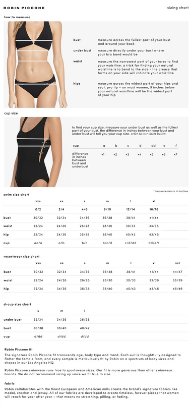 Measurement chart for a swimsuit with instructions and size guide.