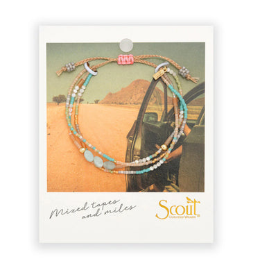 A semi-precious stone bracelet on cardstock