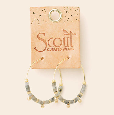 gold filled  hoops with labradorite stones 