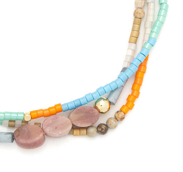 a close up of semi precious stone bracelet